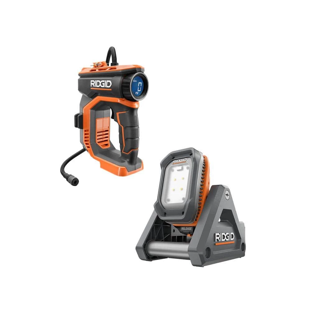 RIDGID 18V Cordless 2-Tool Combo Kit with Digital Inflator and Flood Light with Detachable Light (Tools Only) 1 RIDGID 18V Cordless 2-Tool Combo Kit with Digital Inflator and Flood Light with Detachable Light (Tools Only)