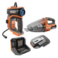 RIDGID 18V Cordless High Pressure Inflator Kit with Hand Vacuum and Portable Power Source (Tools Only)