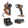 RIDGID 18V Cordless High Pressure Inflator Kit with 2.0 Ah Battery, Charger, and Torch Light