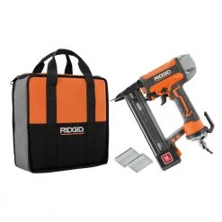 RIDGID Pneumatic 18-Gauge 1-1/2 in. Finish Stapler, Contractor's Bag and (200) Staples