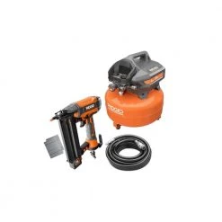 RIDGID 6 Gal. Electric Pancake Air Compressor and Pneumatic 18-Gauge 2-1/8 in. Brad Nailer