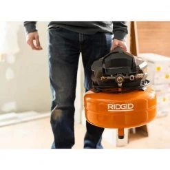 RIDGID 6 Gal. Portable Electric Pancake Air Compressor w/ 18GA Brad Nailer, 16GA Straight Finish Nailer, & 18GA Finish Stapler -Air Compressors Shop ridgid portable air compressors r69603fk 4f 1000