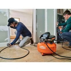 RIDGID 6 Gal. Portable Electric Pancake Air Compressor w/ 18GA Brad Nailer, 16GA Straight Finish Nailer, & 18GA Finish Stapler -Air Compressors Shop ridgid portable air compressors r69603fk 66 1000
