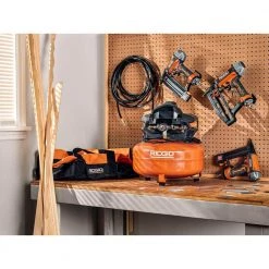 RIDGID 6 Gal. Portable Electric Pancake Air Compressor w/ 18GA Brad Nailer, 16GA Straight Finish Nailer, & 18GA Finish Stapler -Air Compressors Shop ridgid portable air compressors r69603fk 76 1000