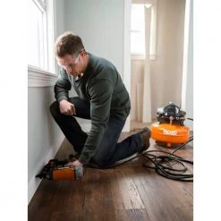 RIDGID 6 Gal. Portable Electric Pancake Air Compressor w/ 18GA Brad Nailer, 16GA Straight Finish Nailer, & 18GA Finish Stapler -Air Compressors Shop ridgid portable air compressors r69603fk 77 1000