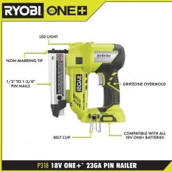 RYOBI ONE+ 18V Cordless 2-Tool Combo Kit with 18-Gauge Brad Nailer and 23-Gauge 1-3/8 in. Headless Pin Nailer (Tools Only) -Air Compressors Shop ryobi brad nailers p320 p318 40 1000