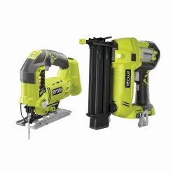 RYOBI ONE+ 18V AirStrike 18-Gauge Cordless Brad Nailer with ONE+ 18V Cordless Orbital Jig Saw (Tools Only)
