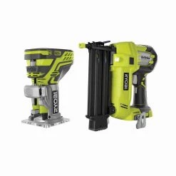 RYOBI ONE+ 18V AirStrike 18-Gauge Cordless Brad Nailer with ONE+ 18V Cordless Fixed Base Trim Router (Tools Only)