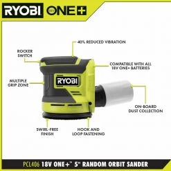 RYOBI ONE+ 18V Cordless 2-Tool Combo Kit with 18-Gauge Brad Nailer and 5 in. Random Orbit Sander (Tools Only) -Air Compressors Shop ryobi brad nailers p320 pcl406b 40 1000