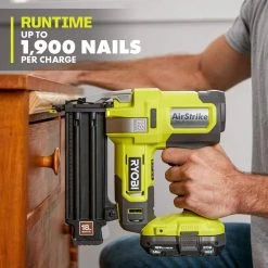 RYOBI ONE+ 18V 18-Gauge Cordless AirStrike Brad Nailer with 4.0 Ah Battery and Charger -Air Compressors Shop ryobi brad nailers p321k1n 1d 1000