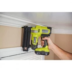 RYOBI ONE+ 18V 18-Gauge Cordless AirStrike Brad Nailer with 4.0 Ah Battery and Charger -Air Compressors Shop ryobi brad nailers p321k1n 1f 1000
