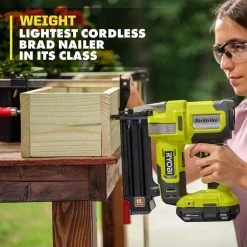 RYOBI ONE+ 18V 18-Gauge Cordless AirStrike Brad Nailer with 4.0 Ah Battery and Charger -Air Compressors Shop ryobi brad nailers p321k1n 66 1000