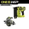 RYOBI ONE+ HP 18V 18-Gauge Brushless Cordless AirStrike Brad Nailer with ONE+ HP Brushless 7-1/4 in. Circular Saw (Tools Only)