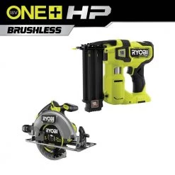 RYOBI ONE+ HP 18V 18-Gauge Brushless Cordless AirStrike Brad Nailer with ONE+ HP Brushless 7-1/4 in. Circular Saw (Tools Only)