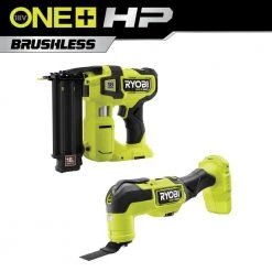 RYOBI ONE+ HP 18V 18-Gauge Brushless Cordless AirStrike Brad Nailer with ONE+ HP Brushless Multi-Tool (Tools Only)