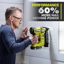 RYOBI ONE+ HP 18V 18-Gauge Brushless Cordless AirStrike Brad Nailer and ONE+ 18V HIGH PERFORMANCE Battery (2-Pack) -Air Compressors Shop ryobi brad nailers p322 pbp2004 a0 1000