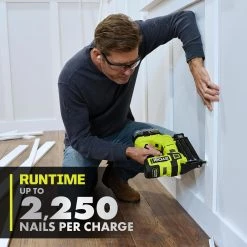 RYOBI ONE+ HP 18V 18-Gauge Brushless Cordless AirStrike Brad Nailer with 4.0 Ah HIGH PERFORMANCE Battery and Charger -Air Compressors Shop ryobi brad nailers p322k1n 1d 1000
