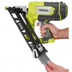 RYOBI ONE+ 18V Lithium-Ion Cordless AirStrike 15-Gauge Angled Finish Nailer (Tool Only) with Sample Nails -Air Compressors Shop ryobi finishing nailers p330 77 1000