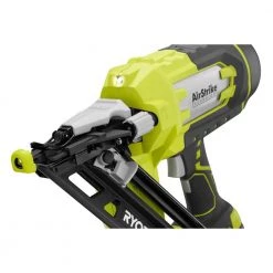 RYOBI ONE+ 18V Cordless AirStrike 15-Gauge Angled Finish Nailer with HIGH PERFORMANCE 4.0 Ah Battery and Charger Kit -Air Compressors Shop ryobi finishing nailers p330 psk004 1d 1000