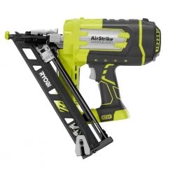 RYOBI ONE+ 18V Cordless AirStrike 15-Gauge Angled Finish Nailer with HIGH PERFORMANCE 4.0 Ah Battery and Charger Kit -Air Compressors Shop ryobi finishing nailers p330 psk004 40 1000