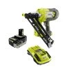 RYOBI ONE+ 18V Cordless AirStrike 15-Gauge Angled Finish Nailer with HIGH PERFORMANCE 4.0 Ah Battery and Charger Kit