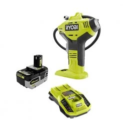 RYOBI ONE+ 18V Cordless High Pressure Inflator with Digital Gauge with HIGH PERFORMANCE 4.0 Ah Battery and Charger Kit