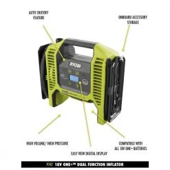 RYOBI ONE+ 18V Cordless Dual Function Inflator/Deflator and 1.5 Ah Lithium-Ion Battery -Air Compressors Shop ryobi inflators p747 pbp002 40 1000