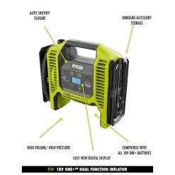 RYOBI ONE+ 18V Cordless Dual Function Inflator/Deflator with 2.0 Ah Battery -Air Compressors Shop ryobi inflators p747 pbp006 40 1000