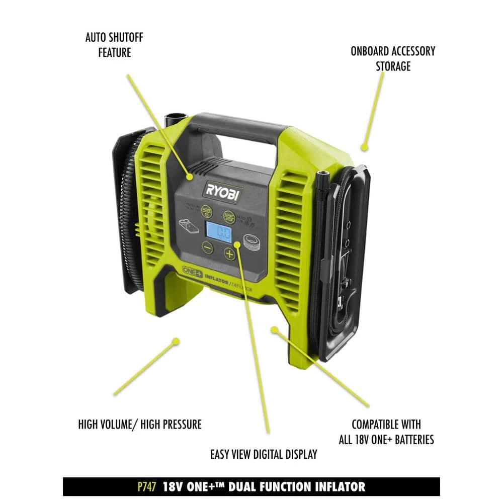 RYOBI ONE+ 18V Cordless 2-Tool Combo Kit with Dual Function Inflator and LED Light (Tools Only) 3 RYOBI ONE+ 18V Cordless 2-Tool Combo Kit with Dual Function Inflator and LED Light (Tools Only) - Image 3