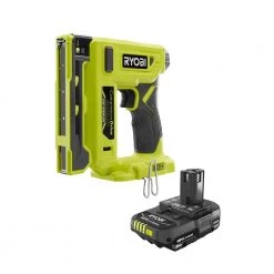 RYOBI ONE+ 18V Cordless Compression Drive 3/8 in. Crown Stapler with Lithium-Ion 2.0 Ah Compact Battery
