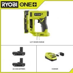 RYOBI ONE+ 18V Cordless Compression Drive 3/8 in. Crown Stapler with (2) 2.0 Ah Batteries and Charger -Air Compressors Shop ryobi pneumatic staplers p317 pcl202kn a0 1000