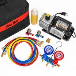 XtremepowerUS 1/4 HP 3 CFM Air Vacuum Pump HVAC A/C Refrigerant Kit with AC Manifold Gauge Set -Air Compressors Shop xtremepowerus compressor accessories 71097 h2 4f 1000