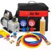 XtremepowerUS 1/4 HP 3 CFM Air Vacuum Pump HVAC A/C Refrigerant Kit with AC Manifold Gauge Set